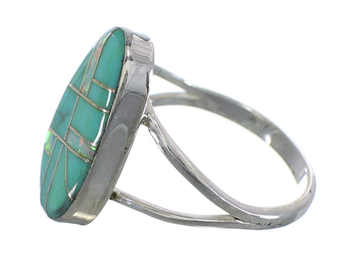 Southwest Silver Turquoise And Opal Inlay Ring Size 6-1/4 RX57736